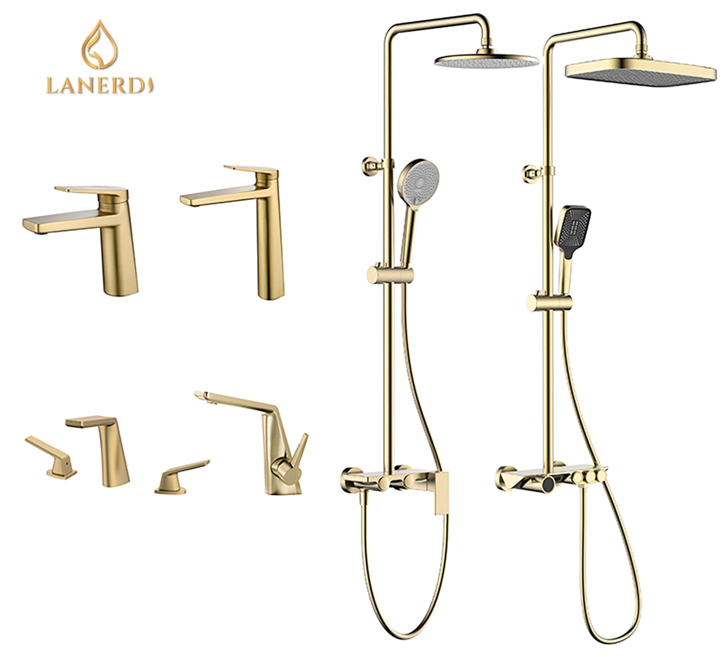 Upc CE Sanitary Ware Gold Faucet Seires Accessories Thermostatic Bathtub Tub Bath Shower Basin Mixer Tap Brass Shower Set System Water Tap Bathroom Faucet