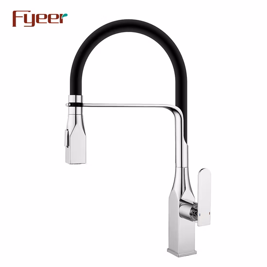 Fyeer Brass Chrome Plated Kitchen Sink Faucet with Pull Down Spray
