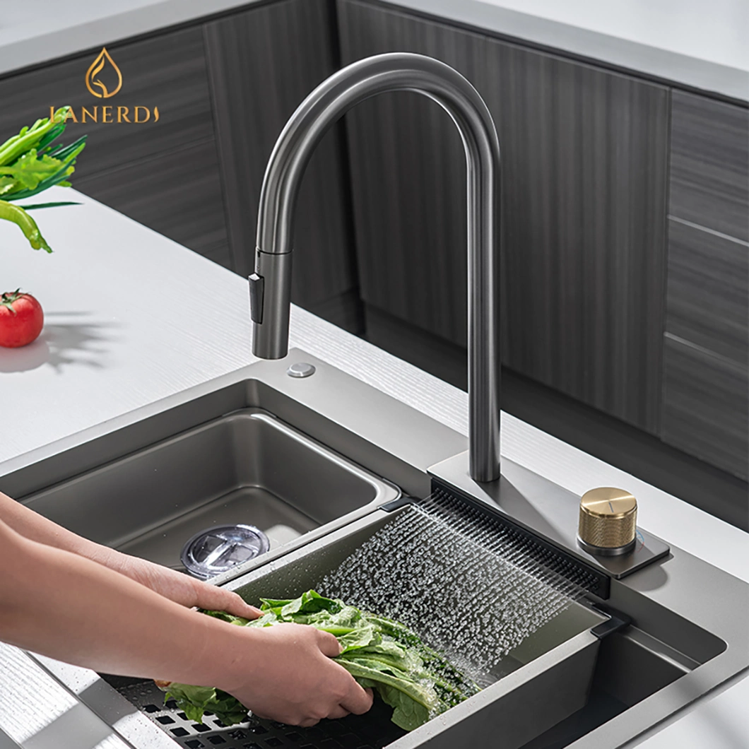 Kaiping Faucet Factory NSF Sanitary Ware Manufacturer Put Down out 360 Swivel Brass Sink Kitchen Mixer Tap 3 Function Water Tap Kitchen Faucet with Accessories