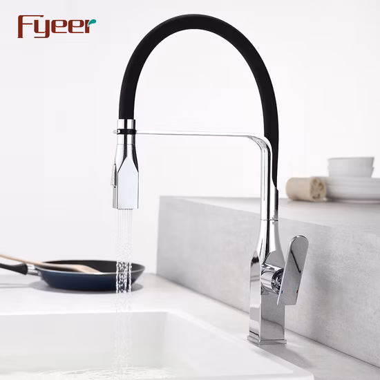 Fyeer Brass Chrome Plated Kitchen Sink Faucet with Pull Down Spray