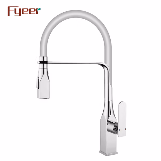 Fyeer Brass Chrome Plated Kitchen Sink Faucet with Pull Down Spray