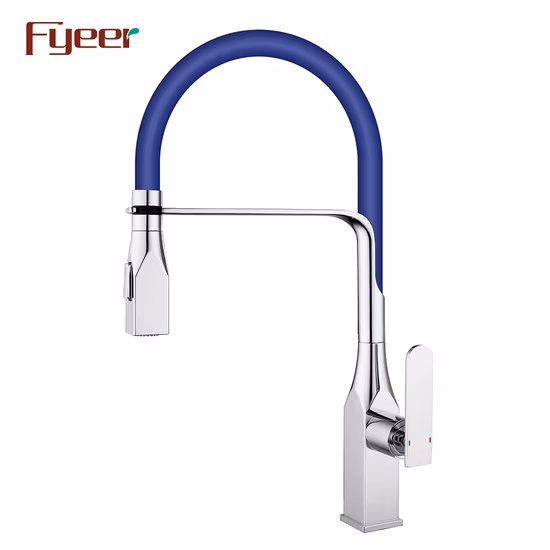 Fyeer Brass Chrome Plated Kitchen Sink Faucet with Pull Down Spray