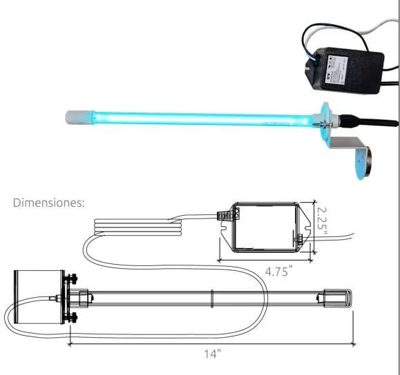 UV Disinfection Lamp with Z Magnet Mount HVAC UV Air Purifier UVC Sterilizer LED Gemicidal Light