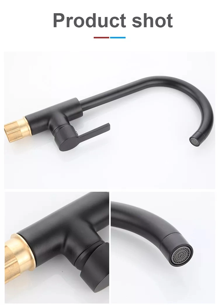 Black Single Handle Brass Kitchen Faucet Direct Drinking Swivel 360 Degree Water Mixer Tap Water Faucet Kitchen