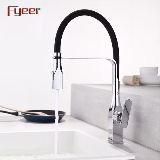 Fyeer Brass Chrome Plated Kitchen Sink Faucet with Pull Down Spray