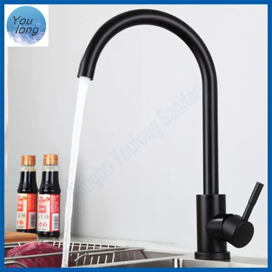 SS304 Hot and Cold Single Handle Kitchen Black Mixer Tap Cheap Faucet