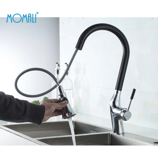 Momali Brass Body Flexible Hose Pull out Kitchen Sink Faucet